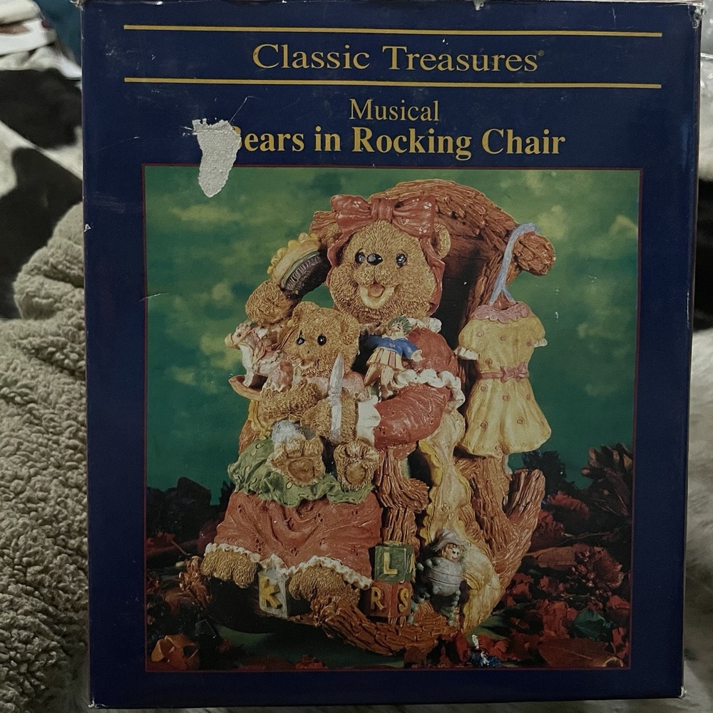 Classic Treasures Bears in Rocking Chair "Let Me Be Your Teddy Bear" Music Box